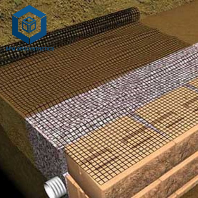 Keerwand geogrid voor de bouw van keerwanden