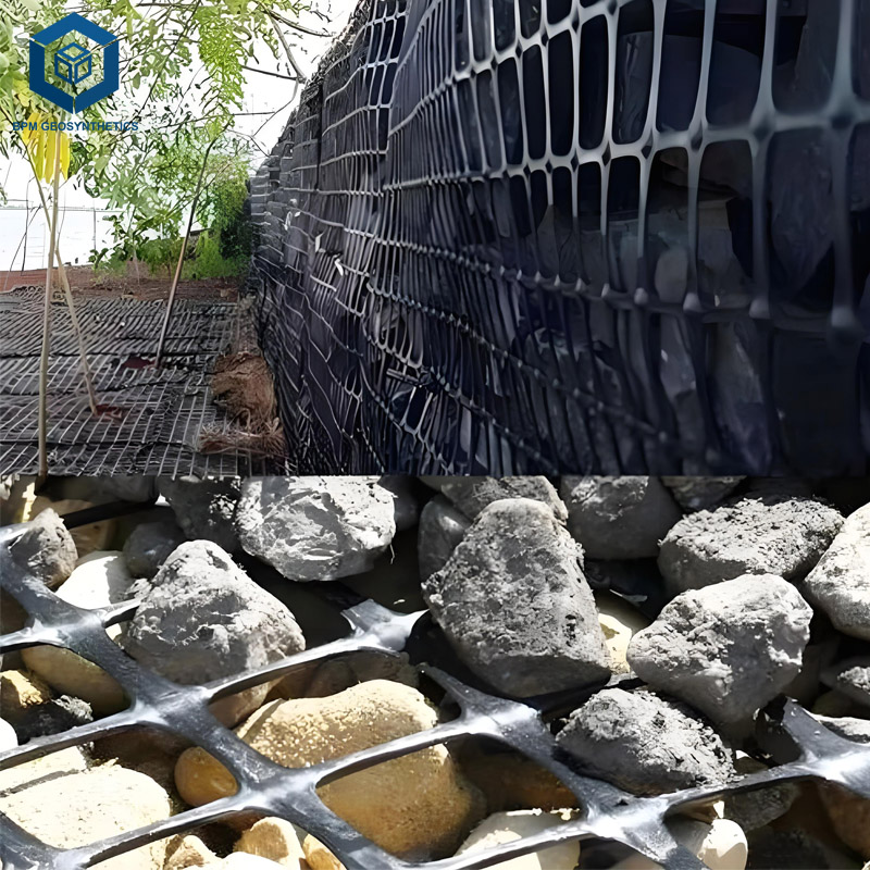Grilles de sol géogrilles biaxiales pour murs de soutènement,