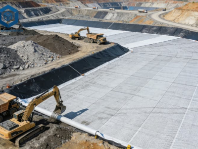 Revêtement d'argile géocomposite BPM Geosynthetics pour bassins de résidus miniers