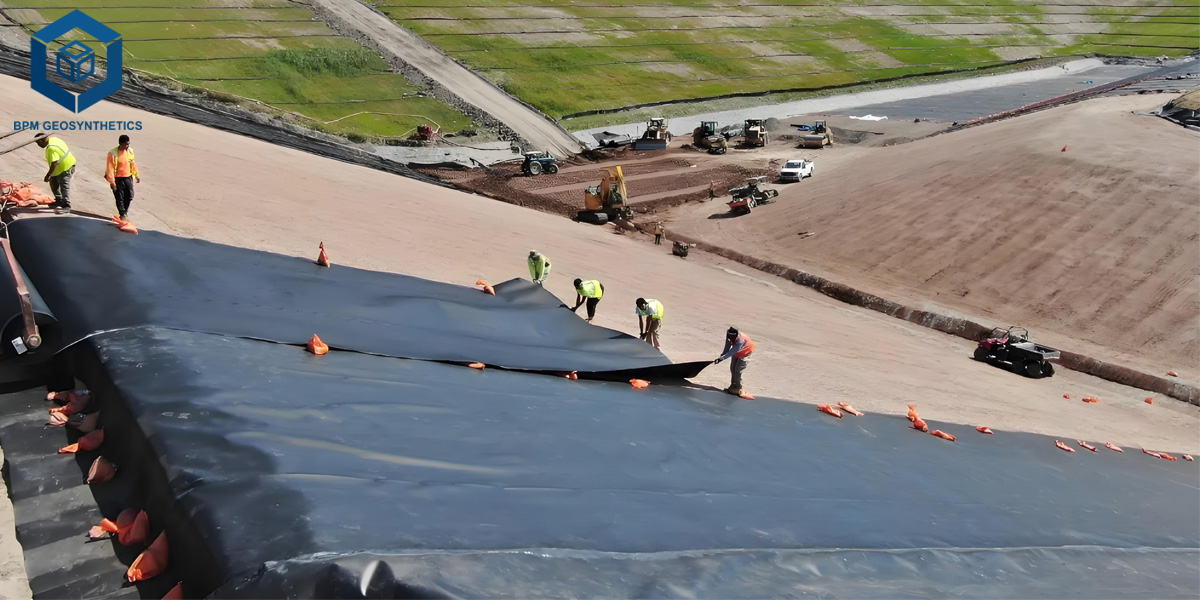 Géomembrane imperméable en PEHD pour revêtement de bassin de résidus