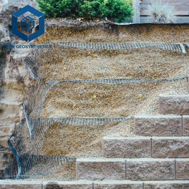 Geogrid keerwand voor hellingstabilisatie