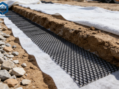 Геосетка из полиэтилена высокой плотности (HDPE) от BPM Geosynthetics для стабилизации грунта.